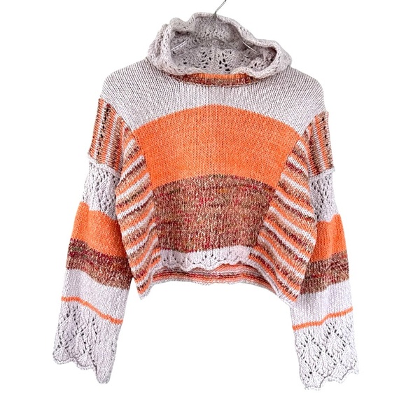 Free People Colorblock Spring Hooded Sweater Size Small - Picture 1 of 6